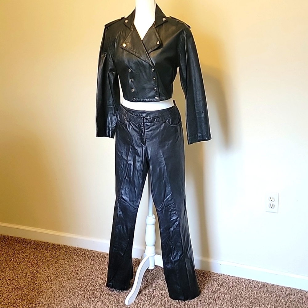 Leather Jacket and Pant Set